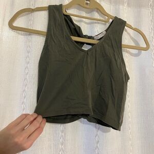 Don’t Ask Why Aerie Olive Green Sleeveless Crop Top